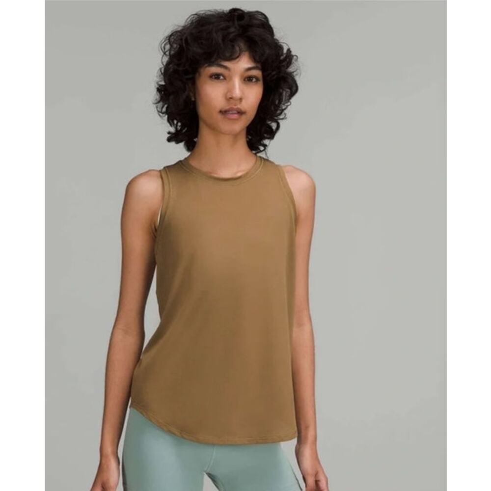 Womens Lululemon High Neck Run & Train Brown Tank Top Size 4